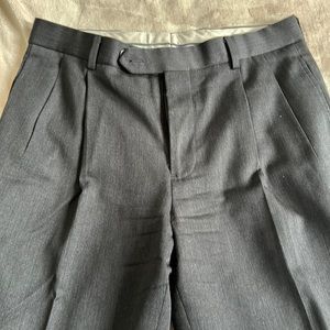 Brooks Brother dark gray dress pants with pleats and cuffs.